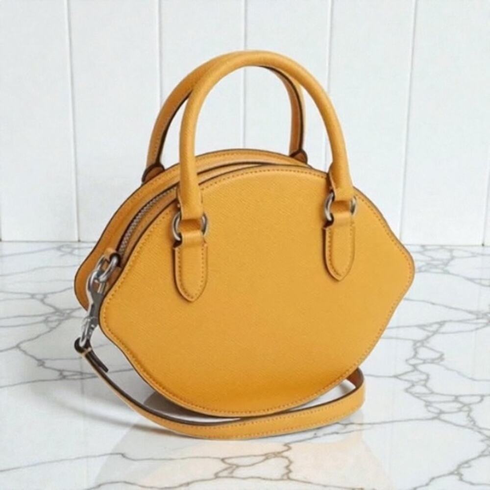 Coach Lemon Crossbody Leather Purse in Honeycomb Yellow CR251 - Picture 2 of 4
